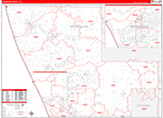 Muskegon County Wall Map Red Line Style
