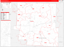 Muskingum County Wall Map Red Line Style