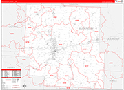 Muskingum County Wall Map Red Line Style
