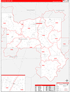 Muskogee County Wall Map Red Line Style