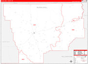 Musselshell County Wall Map Red Line Style
