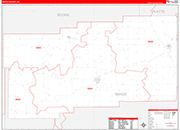 Nance County Wall Map Red Line Style