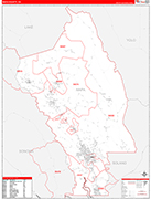 Napa County Wall Map Red Line Style