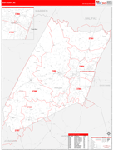 Nash County Wall Map Red Line Style