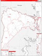 Nassau County Wall Map Red Line Style