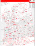 Nassau County Wall Map Red Line Style
