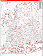 Nassau Wall Map Red Line Style