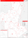 Natchitoches County Wall Map Red Line Style