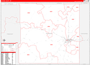 Natrona County Wall Map Red Line Style