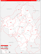 Nelson County Wall Map Red Line Style