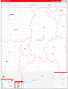 Neosho County Wall Map Red Line Style