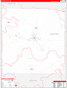 Neshoba County Wall Map Red Line Style