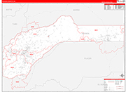 Nevada County Wall Map Red Line Style