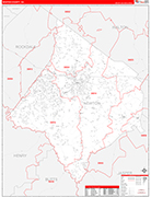 Newton County Wall Map Red Line Style