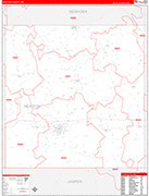 Newton County Wall Map Red Line Style