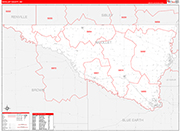 Nicollet County Wall Map Red Line Style