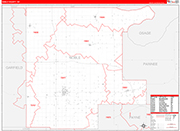 Noble County Wall Map Red Line Style