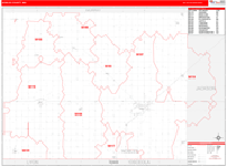 Nobles County Wall Map Red Line Style