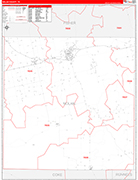 Nolan County Wall Map Red Line Style