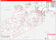 Norfolk Wall Map Red Line Style