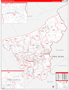 Northampton Wall Map Red Line Style