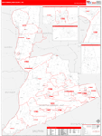 Northumberland County Wall Map Red Line Style