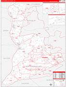 Northumberland Wall Map Red Line Style