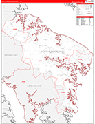 Northumberland County Wall Map Red Line Style
