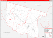 Nottoway County Wall Map Red Line Style