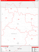 Nuckolls County Wall Map Red Line Style
