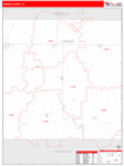 O'Brien County Wall Map Red Line Style
