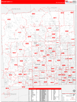 Oakland County Wall Map Red Line Style
