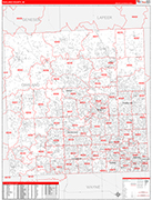 Oakland County Wall Map Red Line Style