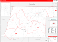 Obion County Wall Map Red Line Style