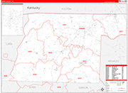 Obion Wall Map Red Line Style