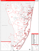 Ocean County Wall Map Red Line Style