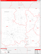 Ogemaw County Wall Map Red Line Style