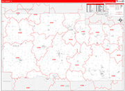 Ogle County Wall Map Red Line Style