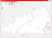 Ohio Wall Map Red Line Style