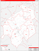 Ohio County Wall Map Red Line Style