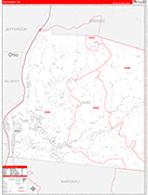 Ohio County Wall Map Red Line Style