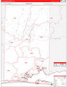 Okaloosa County Wall Map Red Line Style