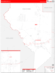 Okeechobee County Wall Map Red Line Style