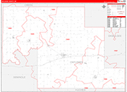 Okfuskee County Wall Map Red Line Style