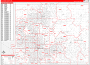 Oklahoma County Wall Map Red Line Style