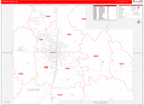 Olmsted County Wall Map Red Line Style