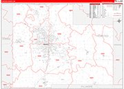 Olmsted County Wall Map Red Line Style