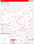 Oneida County Wall Map Red Line Style