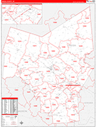 Oneida Wall Map Red Line Style