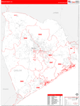 Onslow County Wall Map Red Line Style